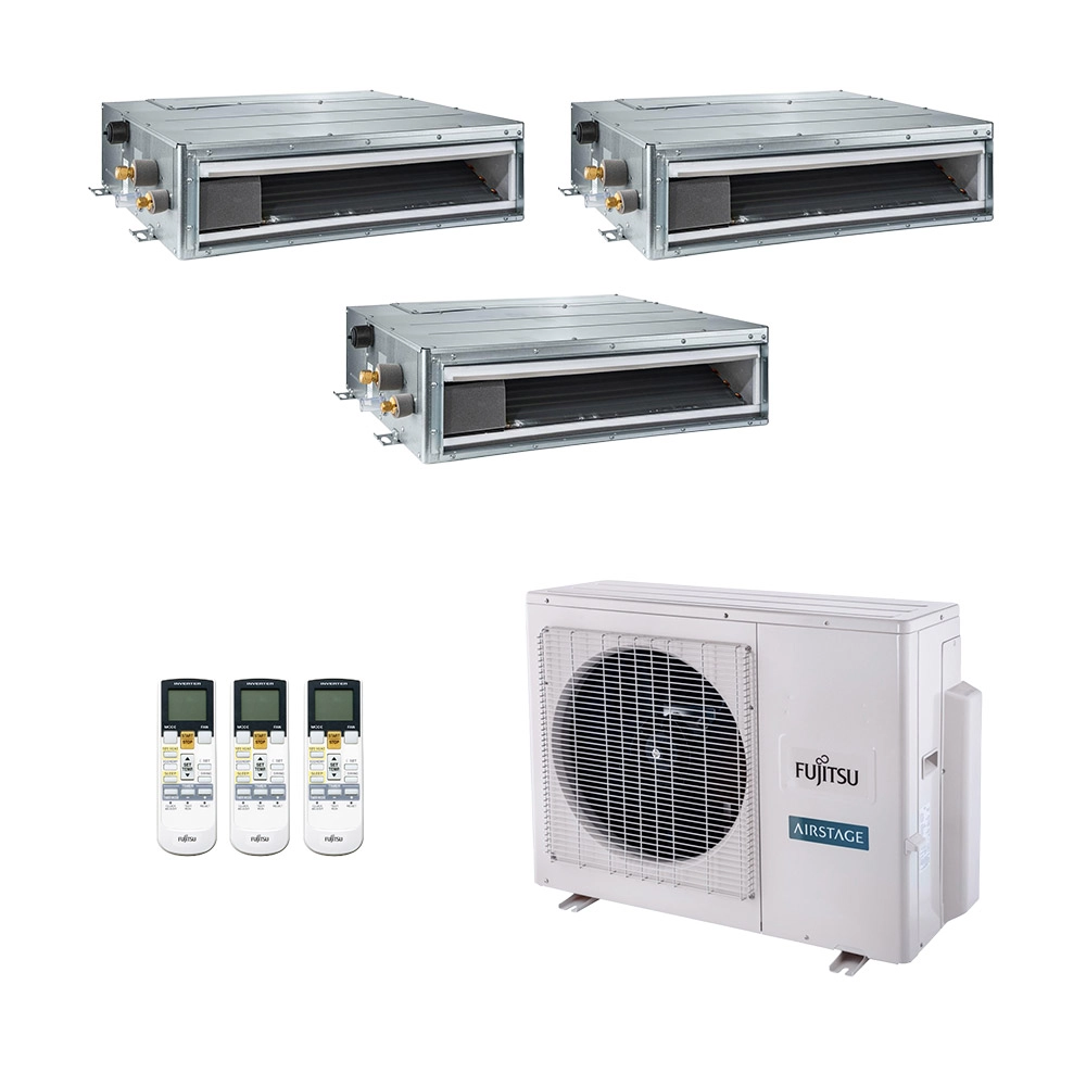 Ar Condicionado Multisplit Tri 30000 Btu(2x9000+12000) Quente/frio - Inverter - Fujitsu - 220v - Arbg12llta Arbg09llta / Aobg18lat3