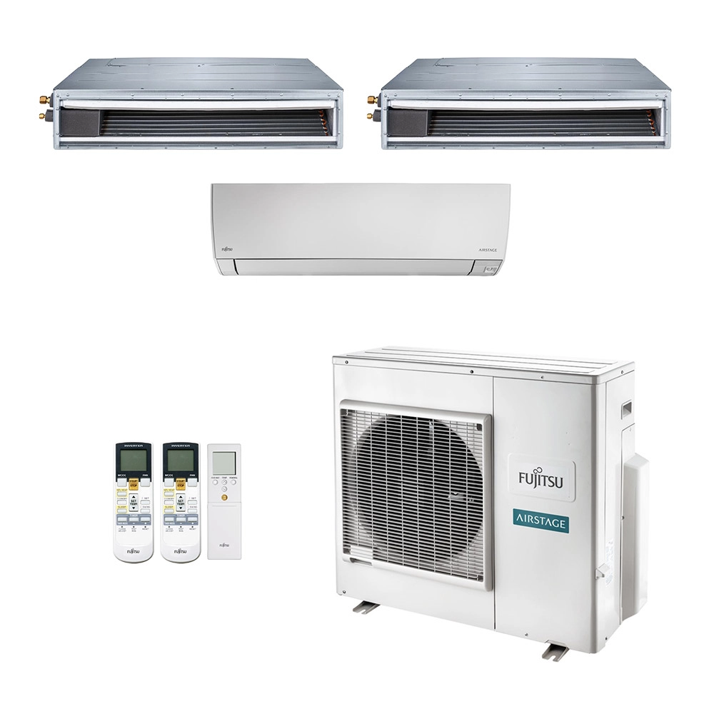 Ar Condicionado Multisplit Tri 45000 Btu(2x18000+9000) Quente/frio - Inverter - Fujitsu - 220v - Arbg18llta Asbg09lmca / Aobg36lbta4