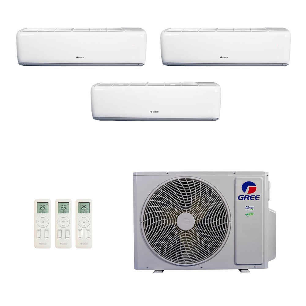 Ar Condicionado Multisplit Tri 45000 Btu(9000+12000+24000) Quente/frio - Inverter - Gree - 220v - Gwh(24)ate-d6dna1a Gwh(12)atc-d6dna1a Gw