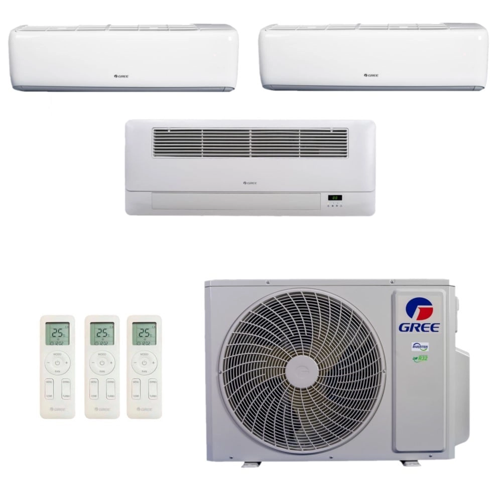 Ar Condicionado Multisplit Tri 42000 Btu(2x12000+18000) Quente/frio - Inverter - Gree - 220v - Gkh(18)da-d6dna1a Gwh(12)atc-d6dna1a /