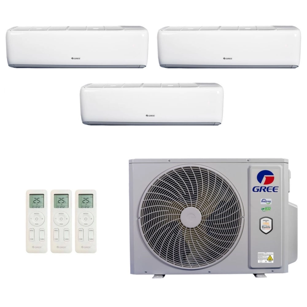 Ar Condicionado Multisplit Tri 48000 Btu(2x18000+12000) Quente/frio - Inverter - Gree - 220v - Gwh(18)atd-d6dna1a Gwh(12)atc-d6dna1a /