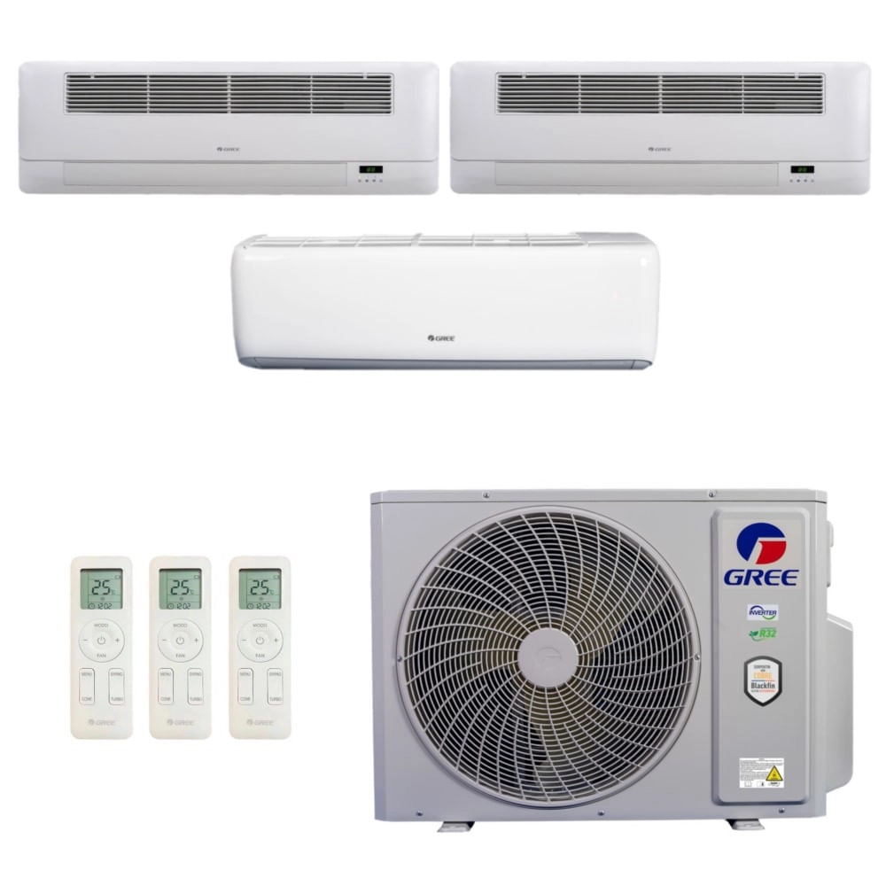 Ar Condicionado Multisplit Tri 55000 Btu(2x22000+9000) Quente/frio - Inverter - Gree - 220v - Gkh(22)da-d6dna1a Gwh(09)atb-d6dna1a / 4