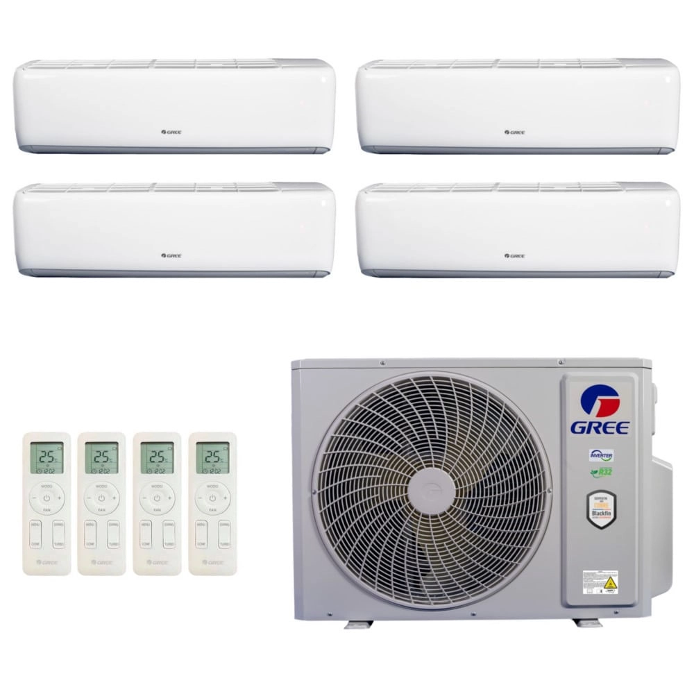 Ar Condicionado Multisplit Quad 54000 Btu(3x12000+18000) Quente/frio - Inverter - Gree - 220v - Gwh(18)atd-d6dna1a Gwh(12)atc-d6dna1a /