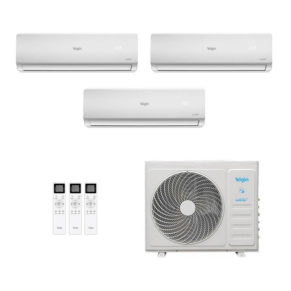 Ar Condicionado Multisplit Tri 33000 Btu(2x12000+9000) Quente/frio - Inverter - Elgin - 220v - Mtqi09c2wb Mtqi12c2wb / Mtqe27c2cb