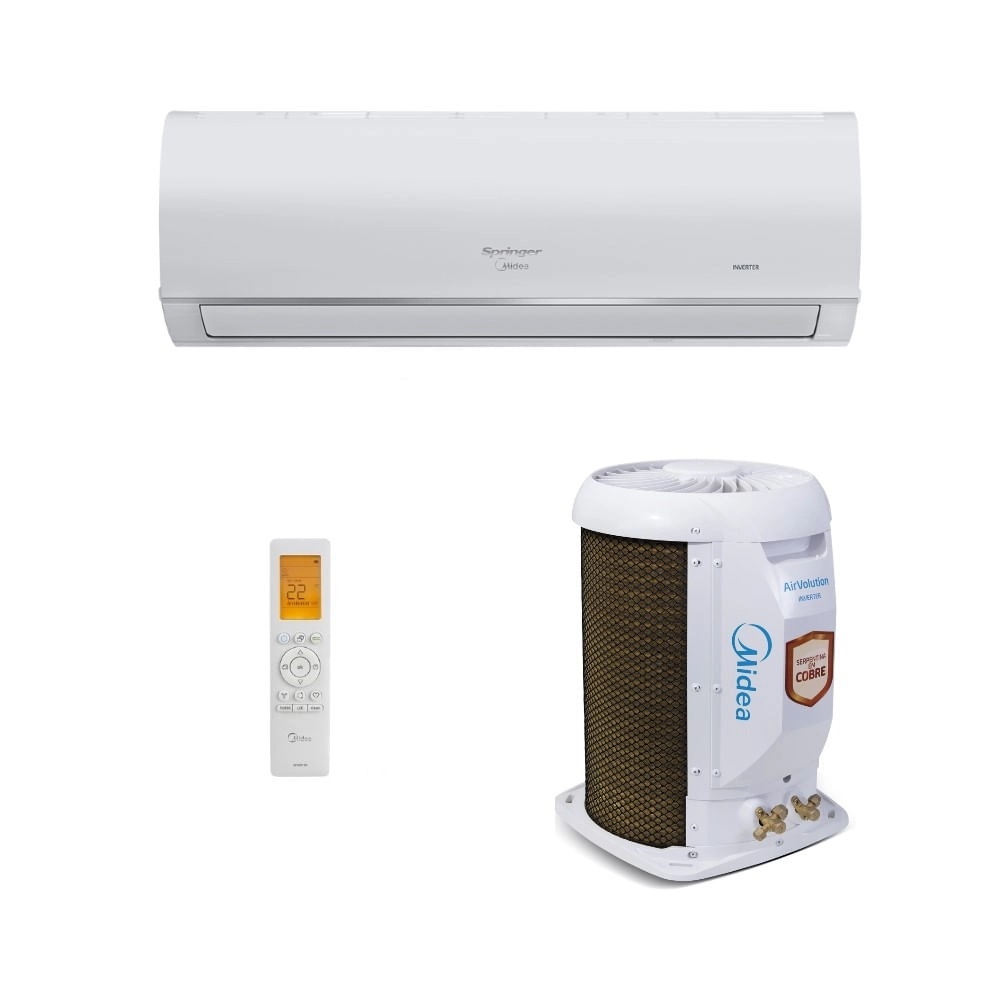 Ar-Condicionado Inverter Split Hi Wall Springer Midea AirVolution Connect 9.000 BTUs R-32 Só Frio 220V - AVARIA DE EMBALAGEM Ar-Condicionado Inverter Split Hi Wall Springer Midea AirVolution Connect 9.000 BTUs R-32 Só Frio 220V - AVARIA DE EMBALAGEM