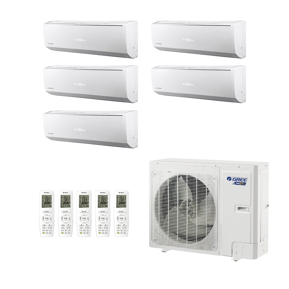 Ar-Condicionado Mini VRF Gree 5HP (2x Evap HW 9.000 + 2x Evap HW 12.000 + 1 Evap HW 24.000) Quente/Frio 220V