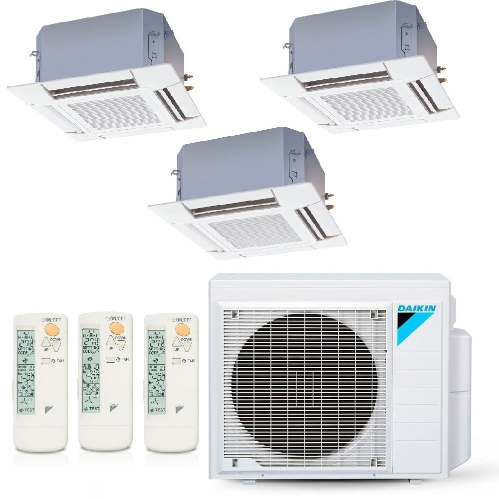 Ar-Condicionado Multi Split Inverter Daikin 23.000 BTUs (2x Evap Cassete 4 Vias 9.000 + 1x Evap Cassete 4 Vias 12.000) Quente/Frio 220V