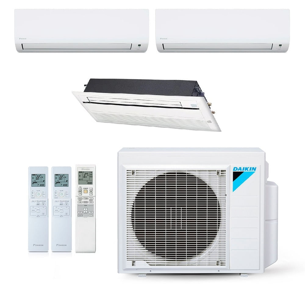 Ar-Condicionado Multi Split Inverter Daikin 24.000 BTUs (2x Evap HW 9.000 + 1x Evap Cassete 1 Via 18.000) Quente/Frio 220V
