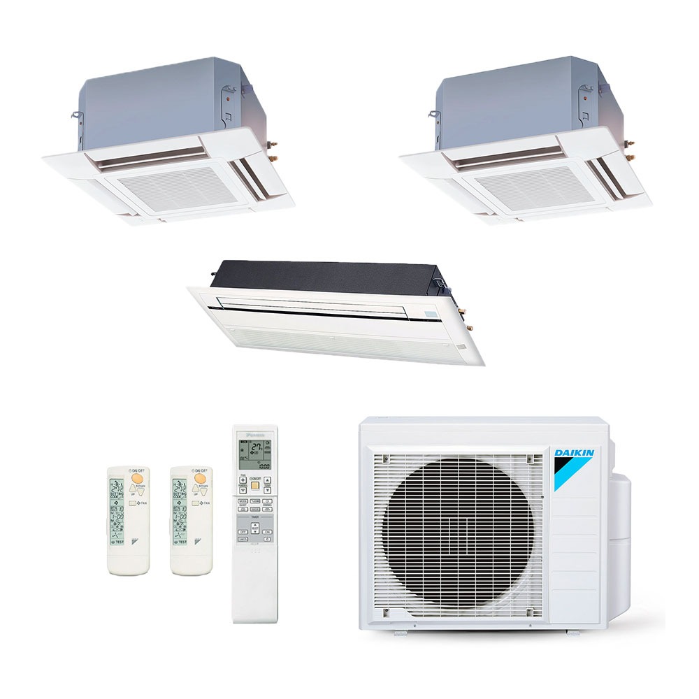 Ar-Condicionado Multi Split Inverter Daikin 28.000 (1x Evap Cassete 1 Via 9.000 + 2x Evap Cassete 4 Vias 18.000) Quente/Frio 220V