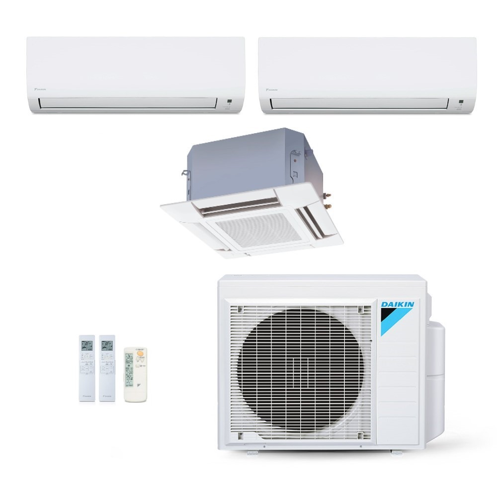 Ar-Condicionado Multi Split Inverter Daikin 34.000 (1x Evap HW 9.000 + 1x Evap HW 18.000 + 1x Evap Cassete 4 Vias 20.000) Quente/Frio 220V