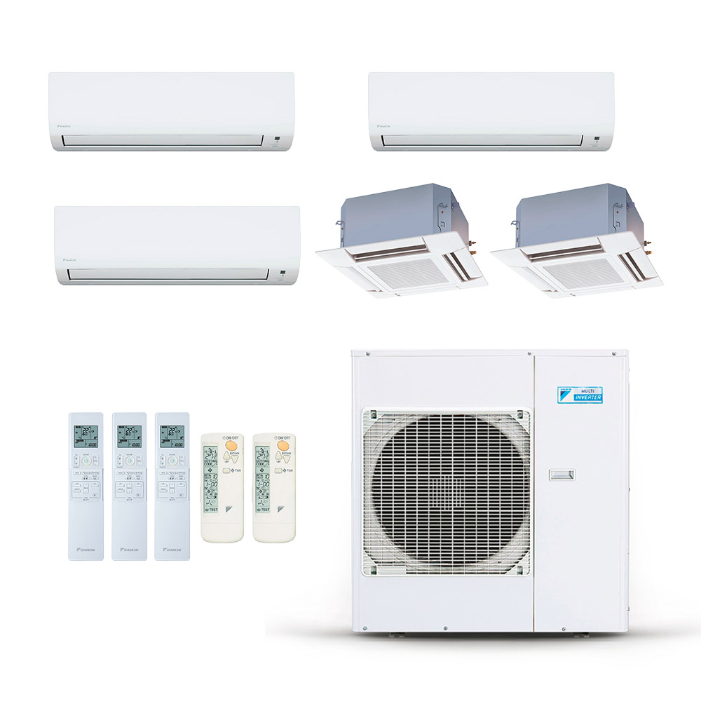 Ar-Condicionado Multi Split Inverter Daikin 38.000 (3x Evap HW 9.000 + 2x Evap Cassete 4 Vias 9.000) Quente/Frio 220V