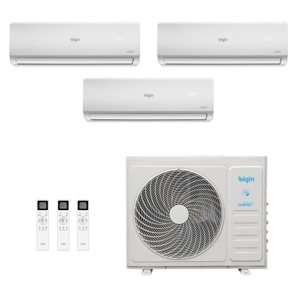 Ar-Condicionado Tri Split Inverter Elgin 27.000 (3x Evap HW 9.000) Quente/Frio 220V