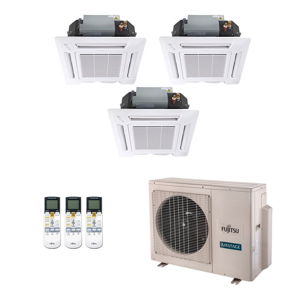 Ar-Condicionado Multi Split Inverter Fujitsu 18.000 (2x Evap Cassete 4 Vias 9.000 + 1x Evap Cassete 4 Vias 12.000) Quente/Frio 220V