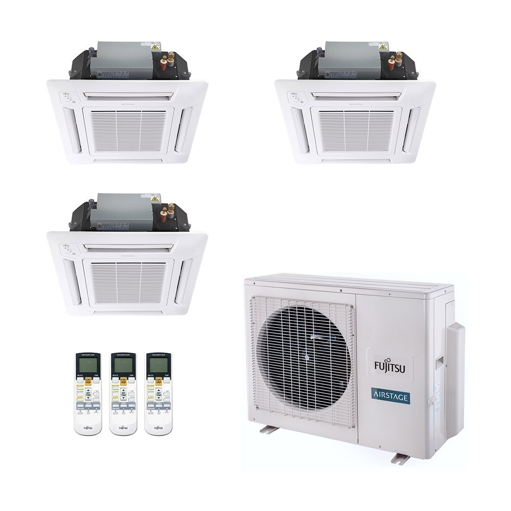 Ar-Condicionado Multi Split Inverter Fujitsu 18.000 (3x Evap Cassete 4 Vias 9.000) Quente/Frio 220V