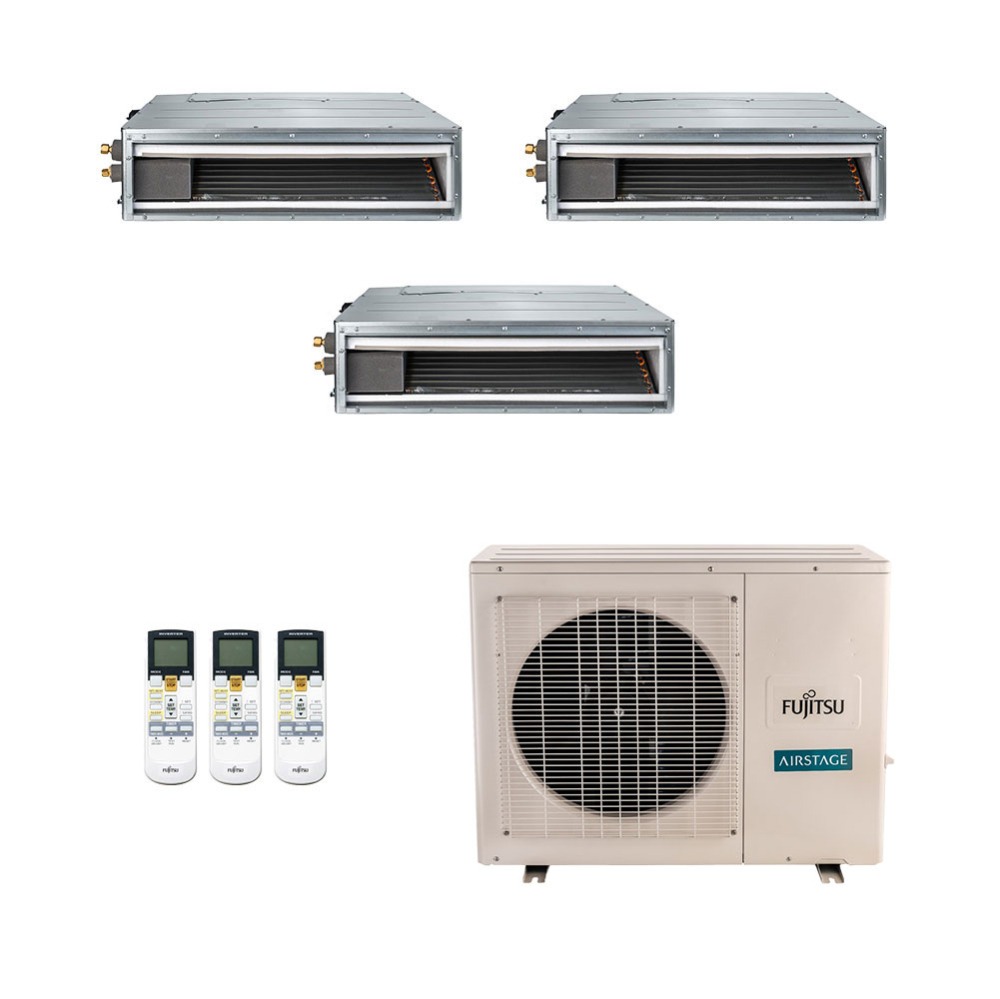 Ar-Condicionado Multi Split Inverter Fujitsu 18.000 (3x Evap Duto 9.000) Quente/Frio 220V