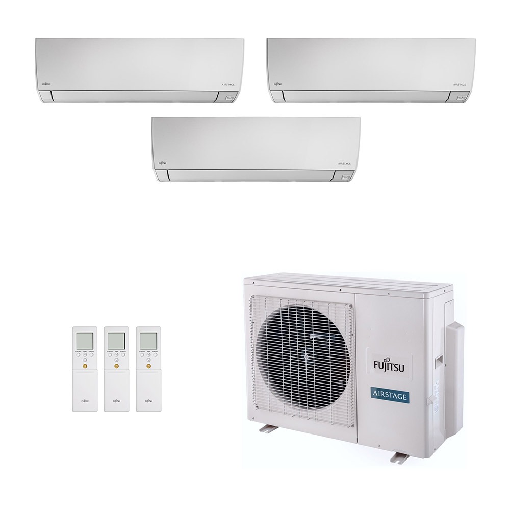 Ar-Condicionado Multi Split Inverter Fujitsu 18.000 (3x Evap HW 9.000) Quente/Frio 220V