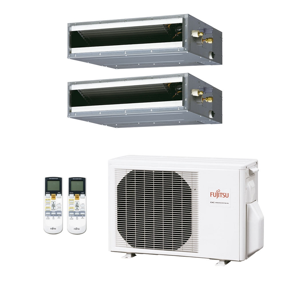 Ar-Condicionado Multi Split Inverter Fujitsu 18.000 BTUs (2x Evap Duto 9.000) Quente/Frio 220V