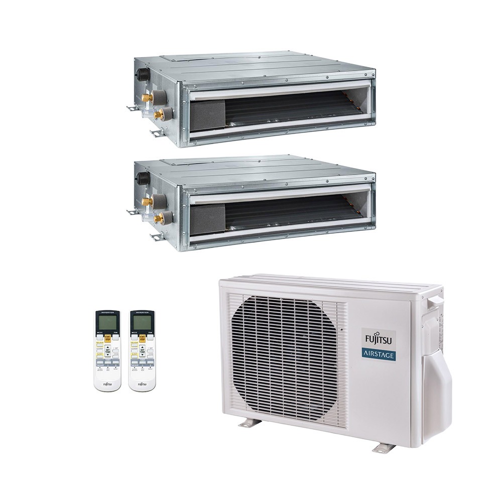 Ar-Condicionado Multi Split Inverter Fujitsu 18.000 BTUs (2x Evap Duto 9.000) Quente/Frio 220V
