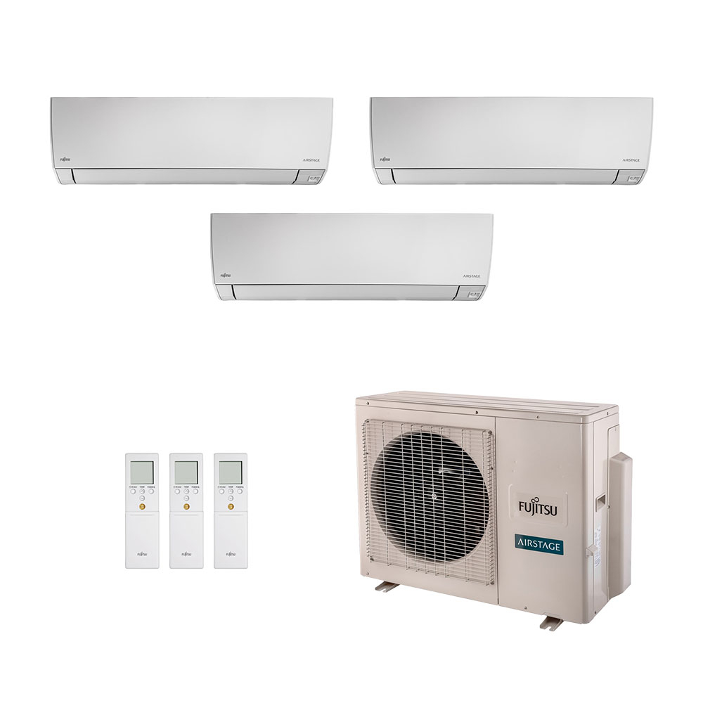 Ar-Condicionado Multi Split Inverter Fujitsu 18.000 BTUs (3x Evap HW 7.000) Quente/Frio 220V