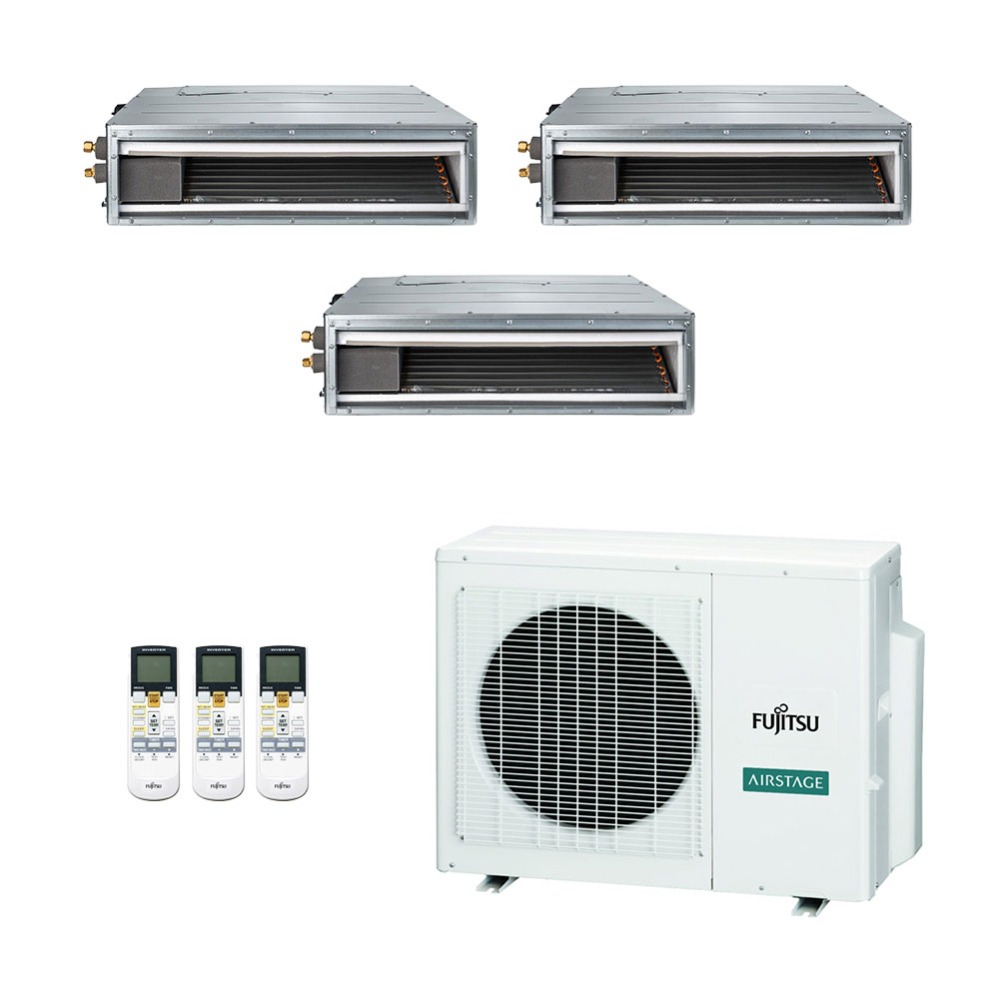 Ar-Condicionado Multi Split Inverter Fujitsu 23.000 (3x Evap Duto 12.000) Quente/Frio 220V