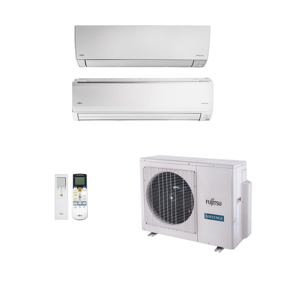 Ar-Condicionado Multi Split Inverter Fujitsu 23.000 BTUs (1 Evaporadora  9.000 BTUs + 1 Evaporadora 18.000 BTUs) Quente e Frio 220V
