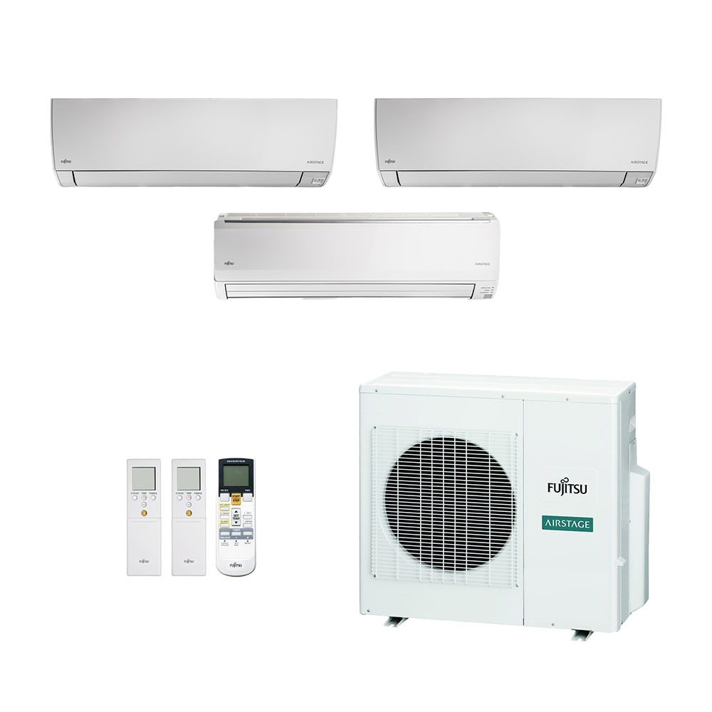 Ar-Condicionado Multi Split Inverter Fujitsu 27.000 (2x Evap HW 12.000 + 1x Evap HW 18.000) Quente/Frio 220V