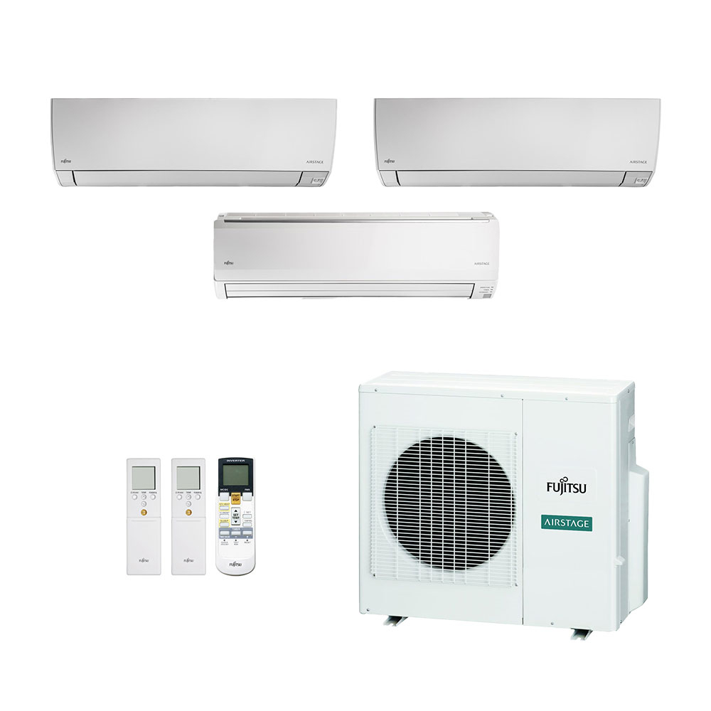 Ar-Condicionado Multi Split Inverter Fujitsu 27.000 (2x Evap HW 12.000 + 1x Evap HW 24.000) Quente/Frio 220V