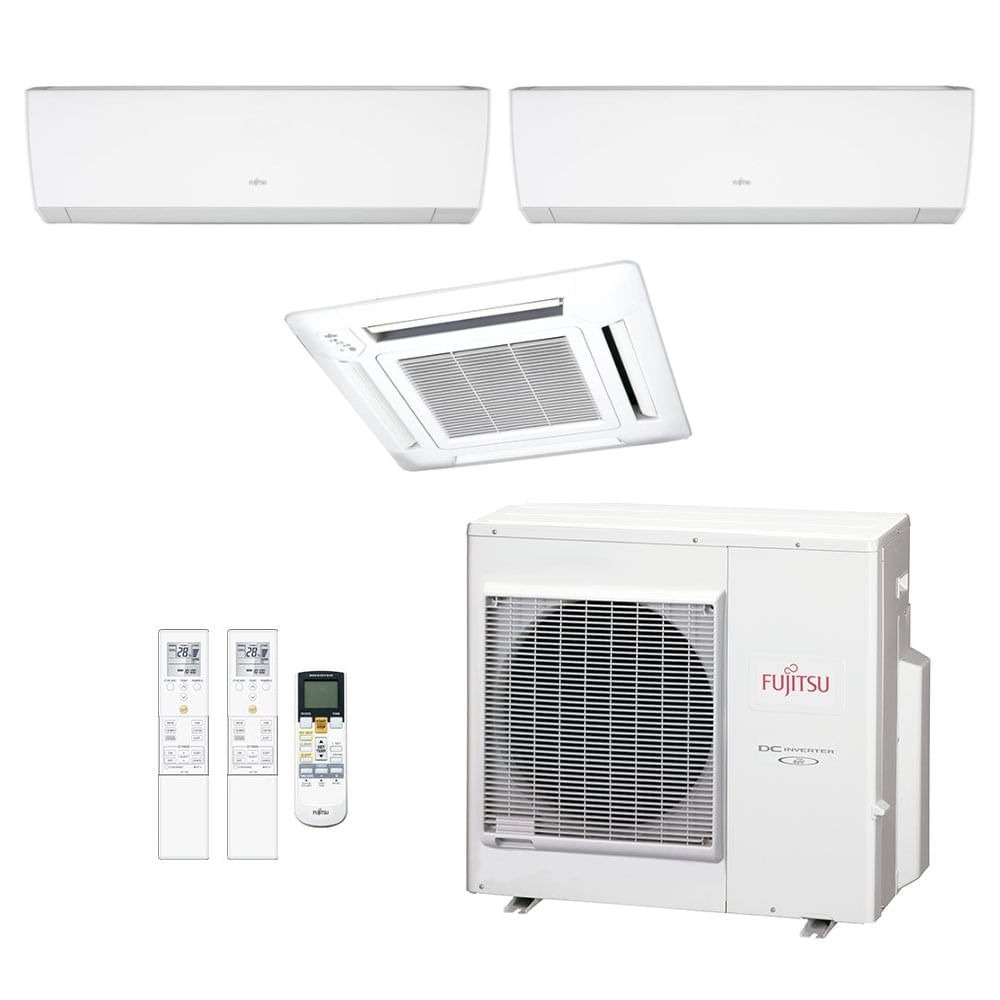 Ar-Condicionado Multi Split Inverter Fujitsu 35.000 (2x Evap HW 9.000 + 1x Evap Cassete 4 Vias 18.000) Quente/Frio 220V
