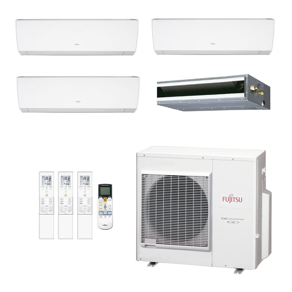 Ar-Condicionado Multi Split Inverter Fujitsu 35.000 (2x Evap HW 9.000 + 1x Evap Duto 12.000 + 1x Evap HW 18.000) Quente/Frio 220V
