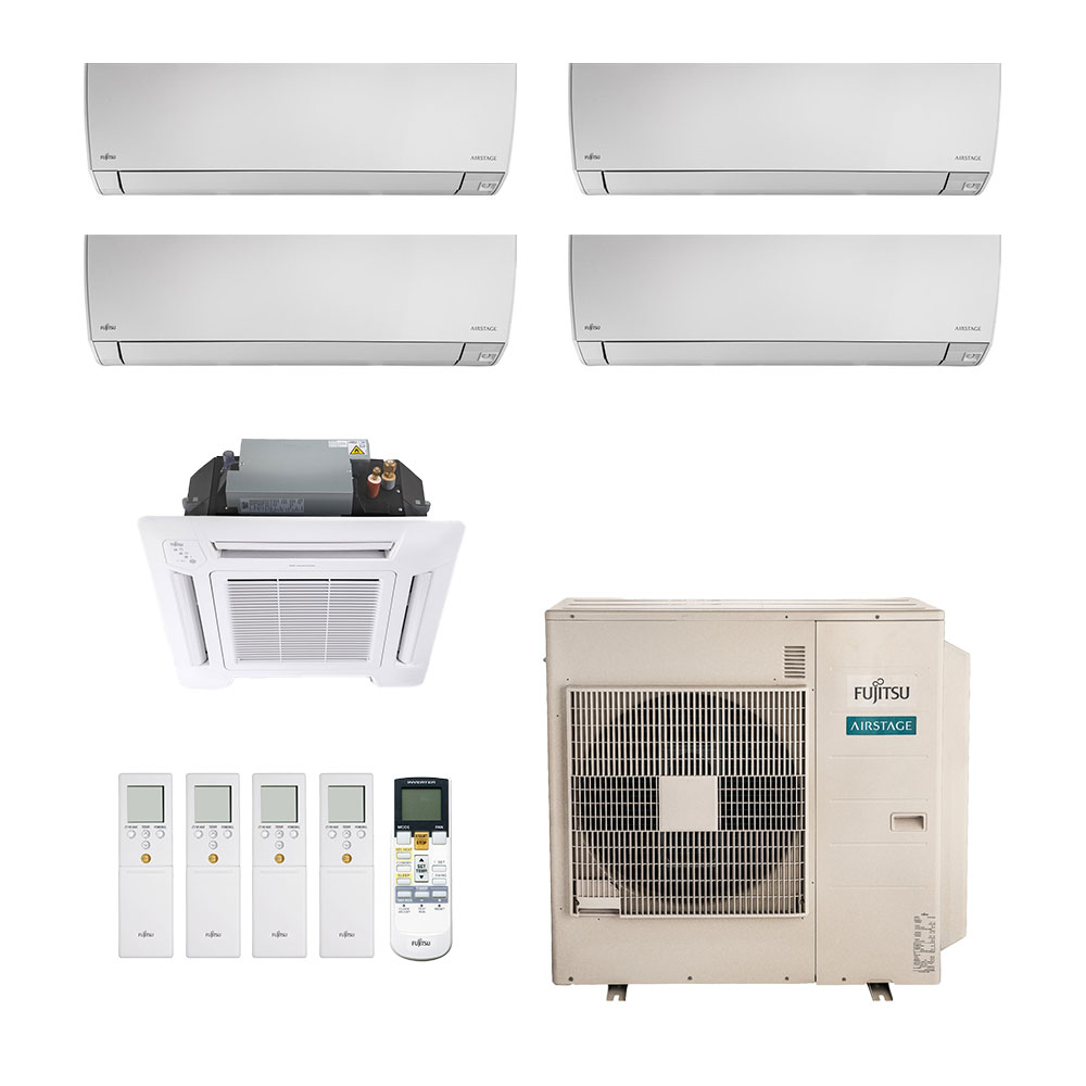 Ar-Condicionado Multi Split Inverter Fujitsu 45.000 (2x Evap HW 7.000 + 2x Evap HW 12.000 + 1x Evap Cassete 4 Vias 18.000) Quente/Frio 220V