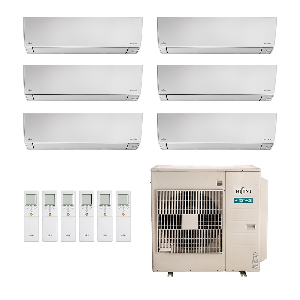 Ar-Condicionado Multi Split Inverter Fujitsu 45.000 (2x Evap HW 7.000 + 2x Evap HW 9.000 + 2x Evap HW 12.000) Quente/Frio 220V