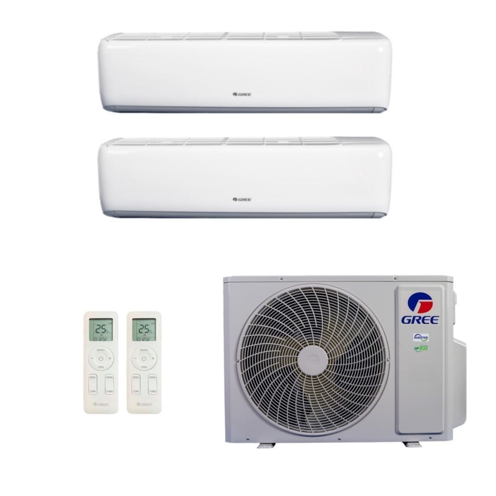 Ar-Condicionado Multi Split Inverter Gree 24.000 (1x Evap HW 9.000 + 1x Evap HW 18.000) Quente/Frio 220V