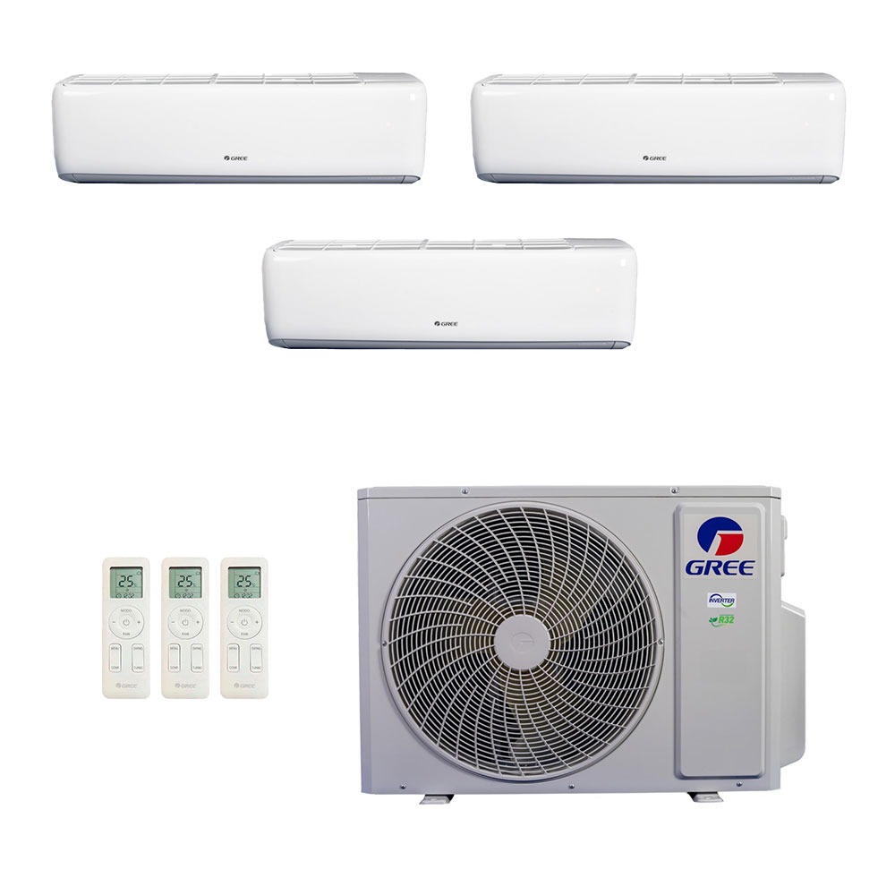 Ar-Condicionado Multi Split Inverter Gree 30.000 (2x Evap HW 12.000 + 1x Evap HW 9.000) Quente/Frio 220V			