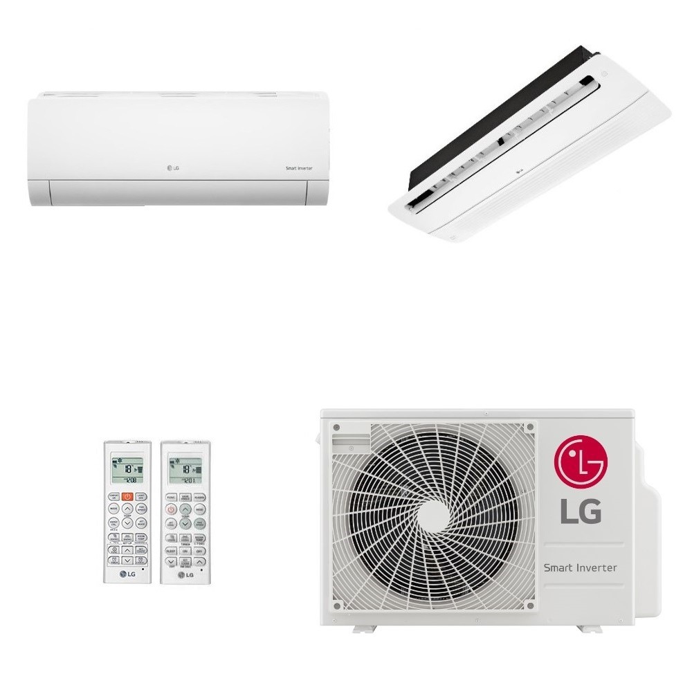 Ar-Condicionado Multi Split Inverter LG 18.000 (1x Evap HW 9.000 + 1x Evap Cassete 1 Via 12.000) Quente/Frio 220V						
