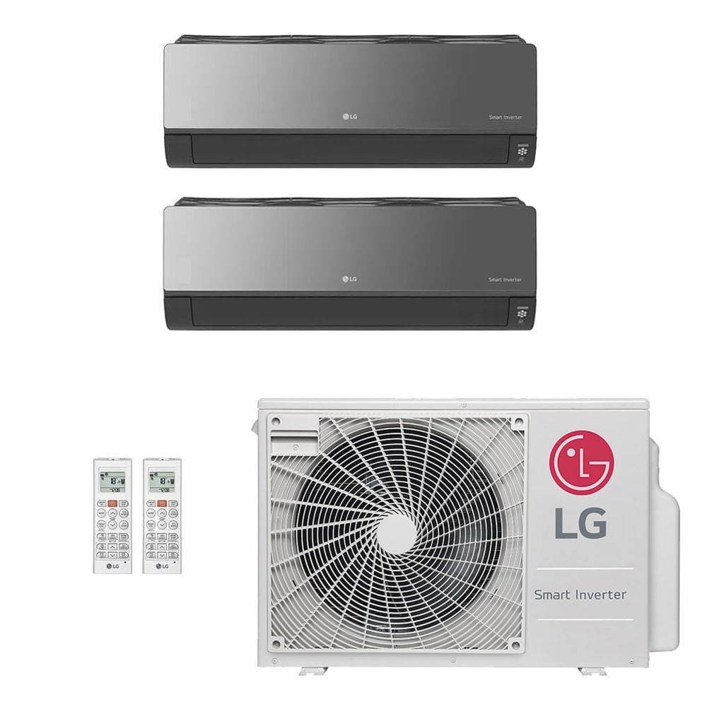 Ar-Condicionado Multi Split Inverter LG 18.000 (2x Evap HW Artcool 9.000) Quente/Frio 220V