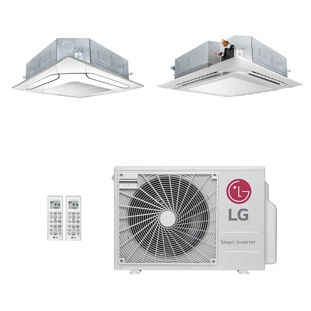 Ar-Condicionado Multi Split Inverter LG 18.000 BTUs (1x Evap Cassete 4 Vias 9.000 + 1x Evap Cassete 4 Vias 12.000) Quente/Frio 220V