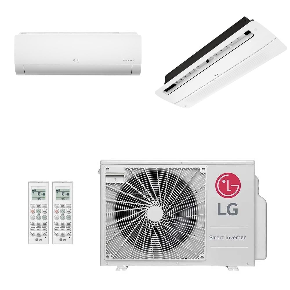 Ar-Condicionado Multi Split Inverter LG 18.000 BTUs (1x Evap HW 9.000 + 1x Evap Cassete 1 Via 9.000) Quente/Frio 220V