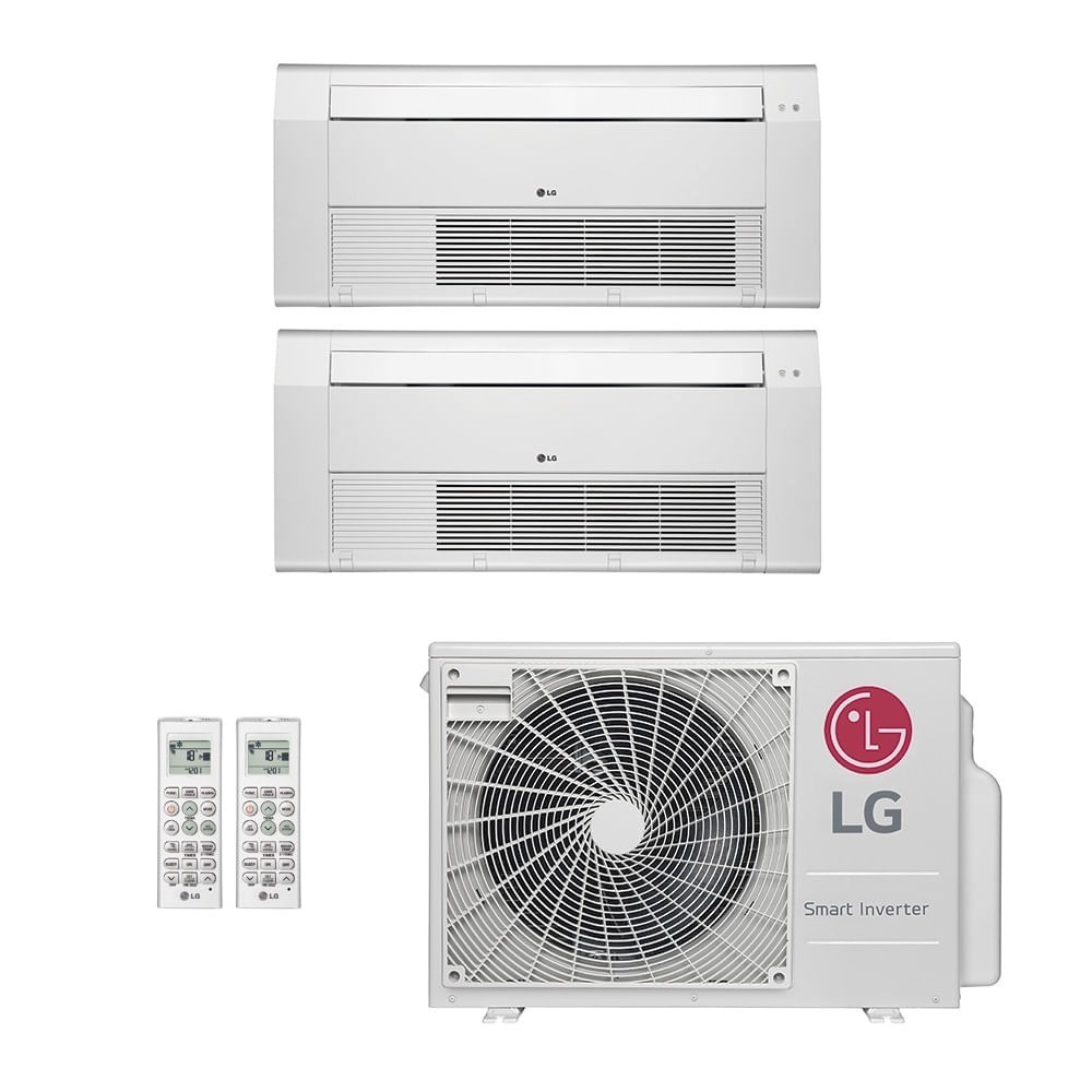 Ar-Condicionado Multi Split Inverter LG 18.000 BTUs (2x Evap Cassete 1 Via 9.000) Quente/Frio 220V