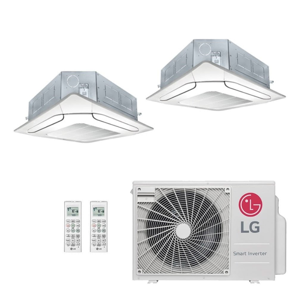 Ar-Condicionado Multi Split Inverter LG 18.000 BTUs (2x Evap Cassete 4 Vias 12.000) Quente/Frio 220V