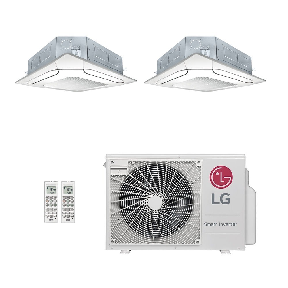 Ar-Condicionado Multi Split Inverter LG 18.000 BTUs (2x Evap Cassete 4 Vias 9.000) Quente/Frio 220V