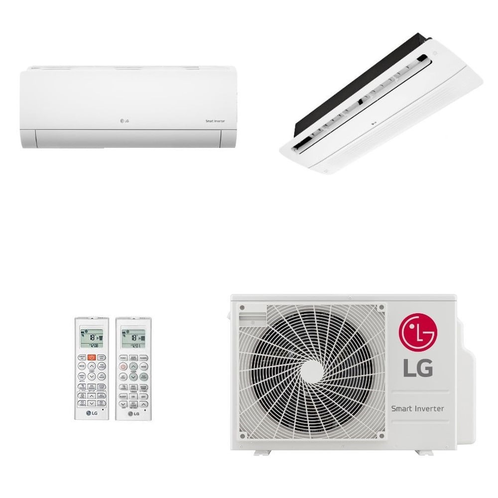 Ar-Condicionado Multi Split Inverter LG 21.000 (1x Evap HW 7.000 + 1x Evap Cassete 1 Via 18.000) Quente/Frio 220V