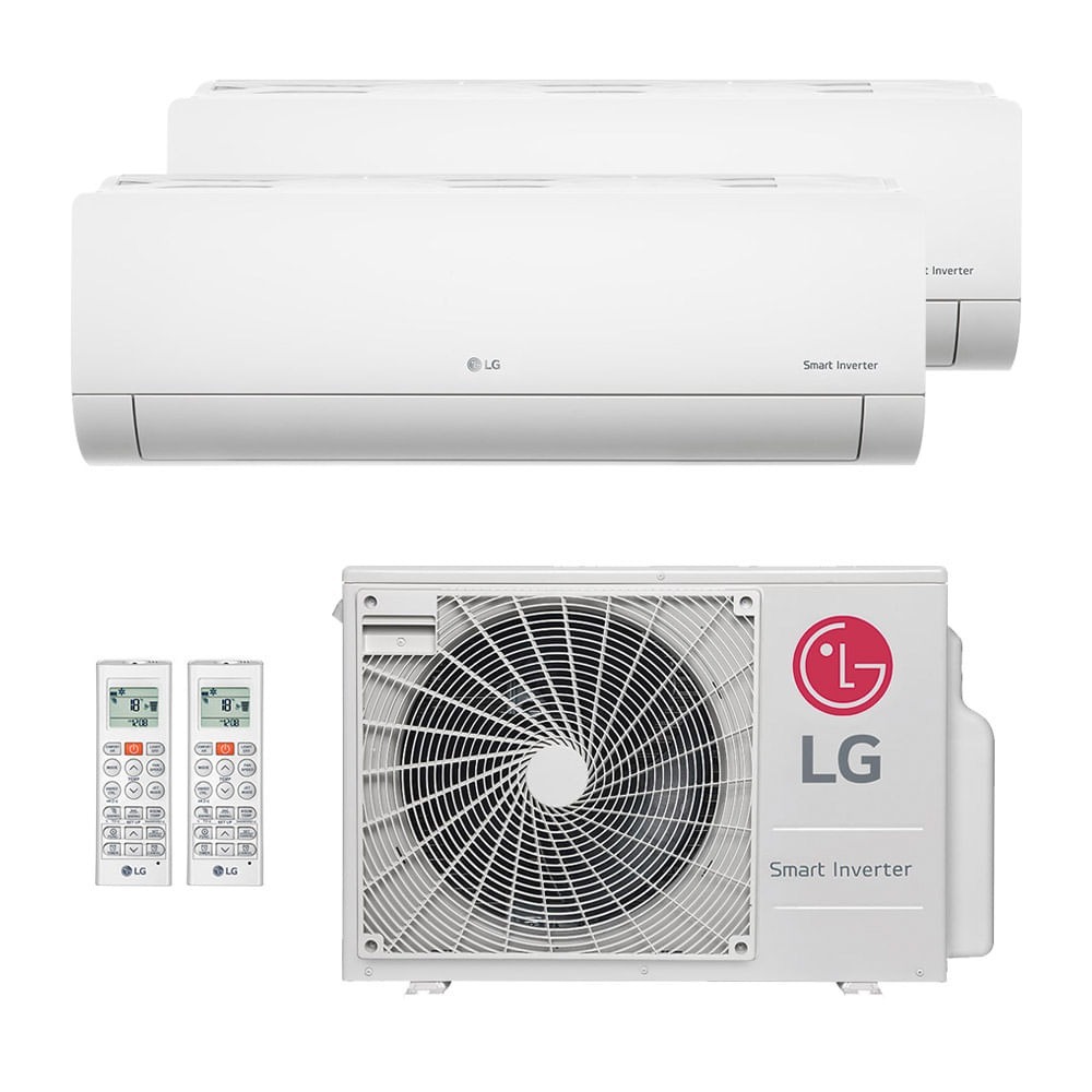 Ar-Condicionado Multi Split Inverter LG 21.000 (1x Evap HW 9.000 + 1x Evap HW 18.000) Quente/Frio 220V