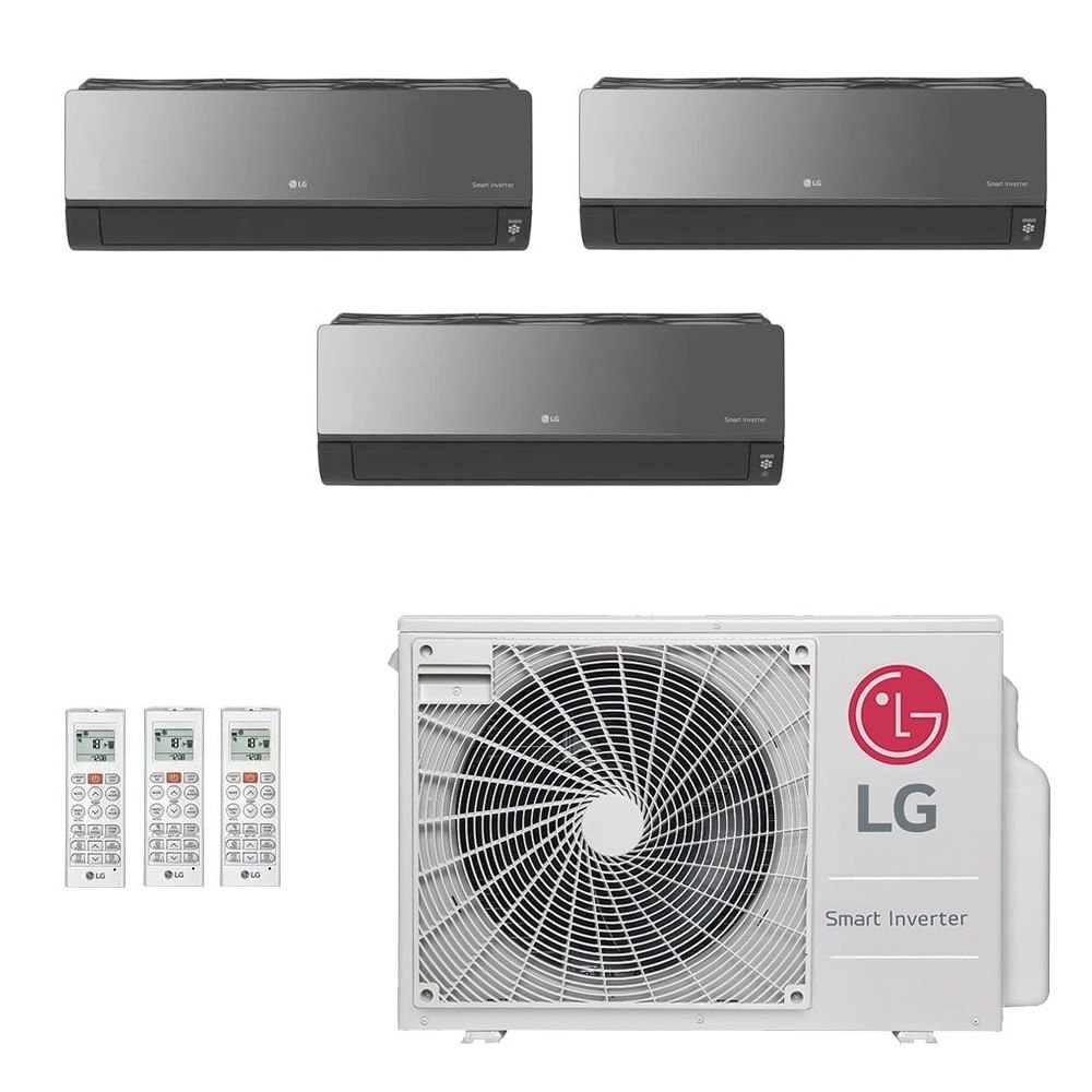 Ar-Condicionado Multi Split Inverter LG 21.000 BTUs (2x Evap HW Artcool 9.000 + 1x Evap HW Artcool 12.000) Quente/Frio 220V
