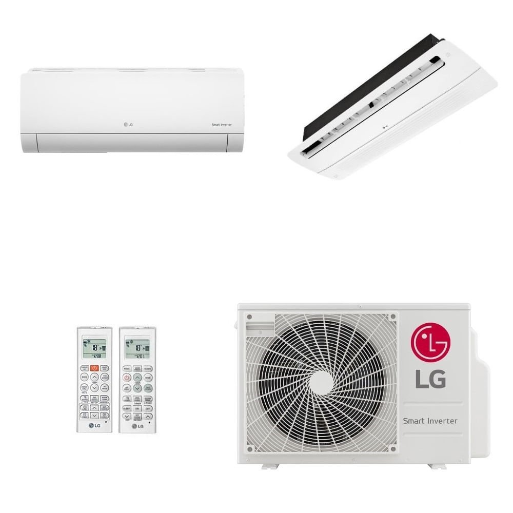Ar-Condicionado Multi Split Inverter LG 21000 (1x Evap HW 9.000 + 1x Evap Cassete 1 Via 18.000) Quente/Frio 220V