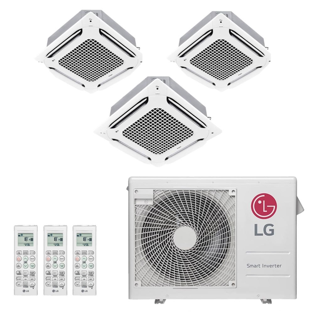 Ar-Condicionado Multi Split Inverter LG 24.000 (2x Evap Cassete 4 Vias 9.000 + 1x Evap Cassete 4 Vias 18.000) Quente/Frio 220V