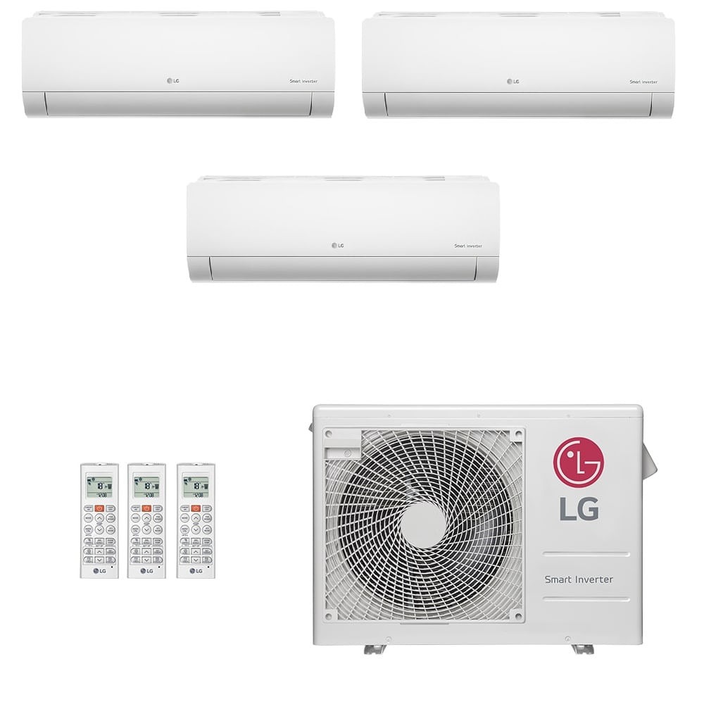 Ar-Condicionado Multi Split Inverter LG 24.000 (2x Evap HW 7.000 + 1x Evap HW 12.000) Quente/Frio 220V