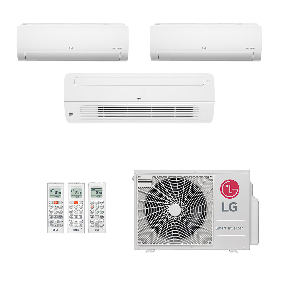 Ar-Condicionado Multi Split Inverter LG 24.000 (2x Evap HW 9.000 + 1x Evap Cassete 1 Via 18.000) Só Frio 220V
