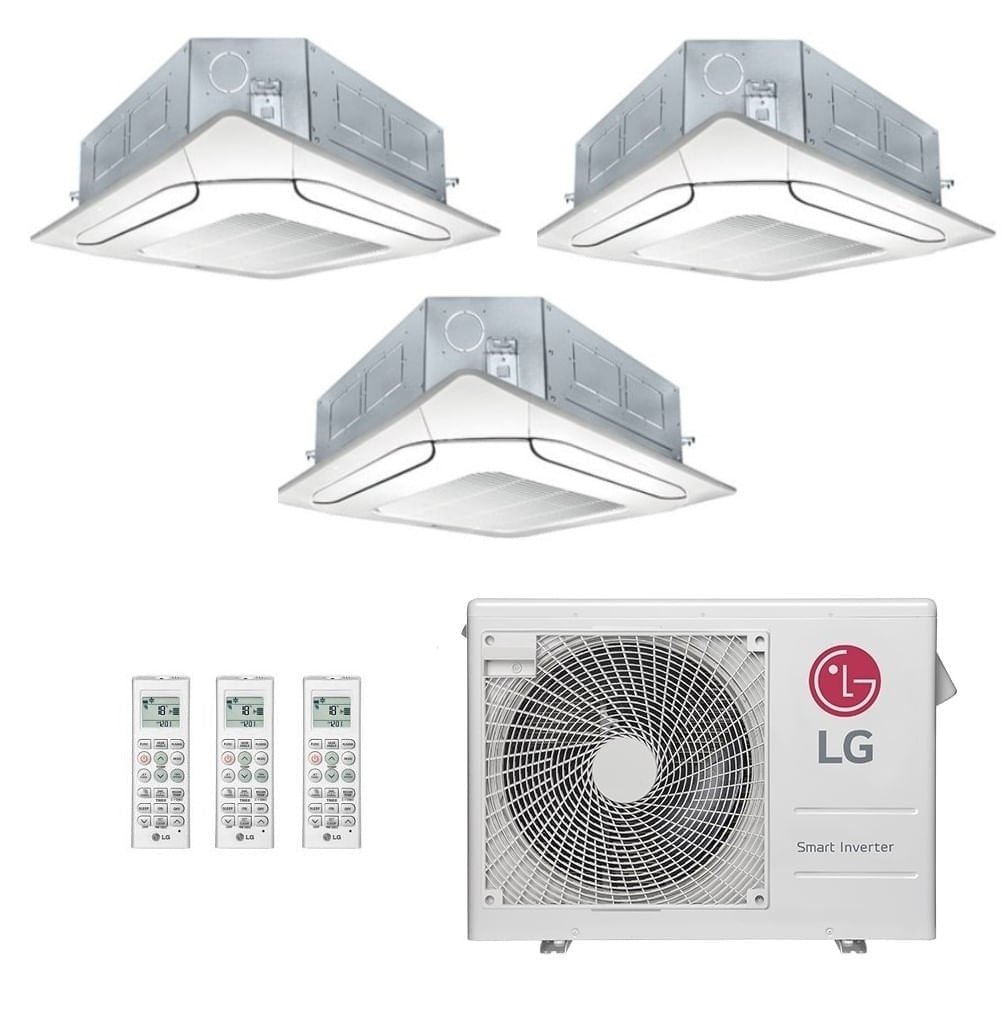 Ar-Condicionado Multi Split Inverter LG 24.000 BTUs (1x Evap Cassete 4 Vias 9.000 + 2x Evap Cassete 4 Vias 12.000) Quente/Frio 220V
