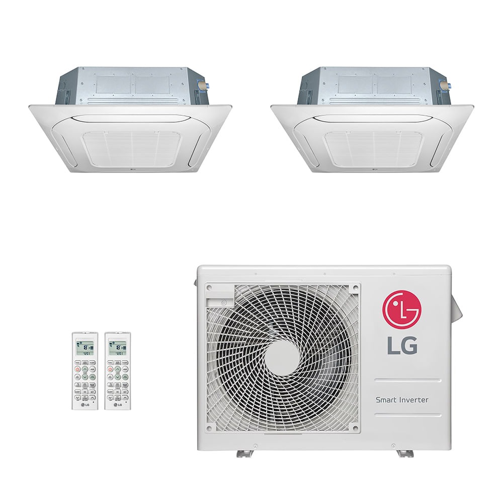 Ar-Condicionado Multi Split Inverter LG 24.000 BTUs (2x Evap Cassete 4 Vias 12.000) Quente/Frio 220V