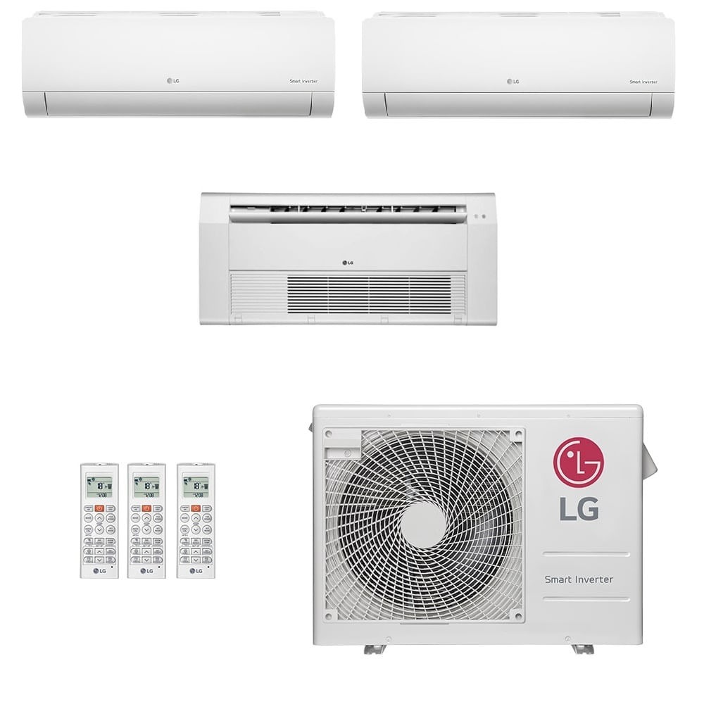 Ar-Condicionado Multi Split Inverter LG 24.000 BTUs (2x Evap HW 9.000 + 1x Evap Cassete 1 Via 12.000) Quente/Frio 220V